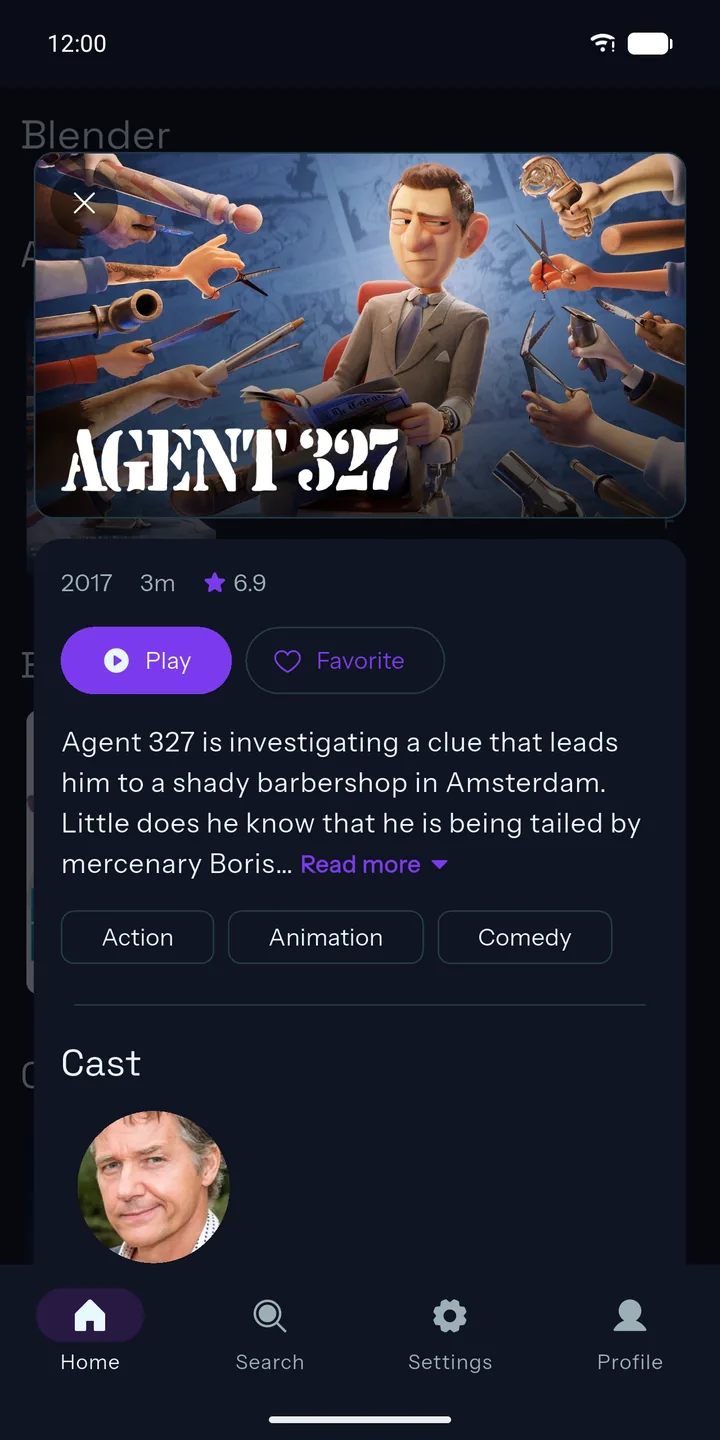 A movie's detail page on a phone