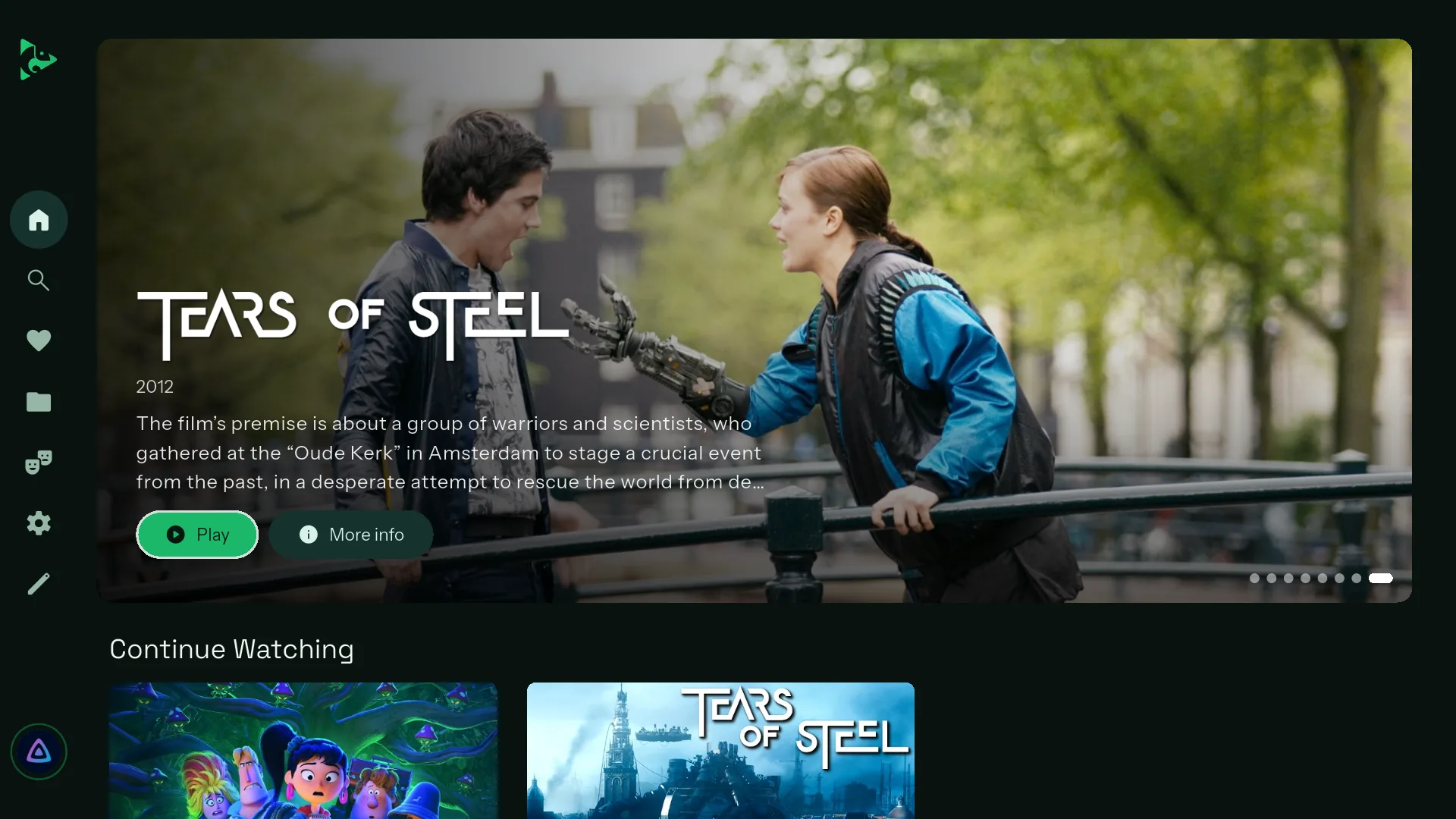 The home screen in the Emerald theme