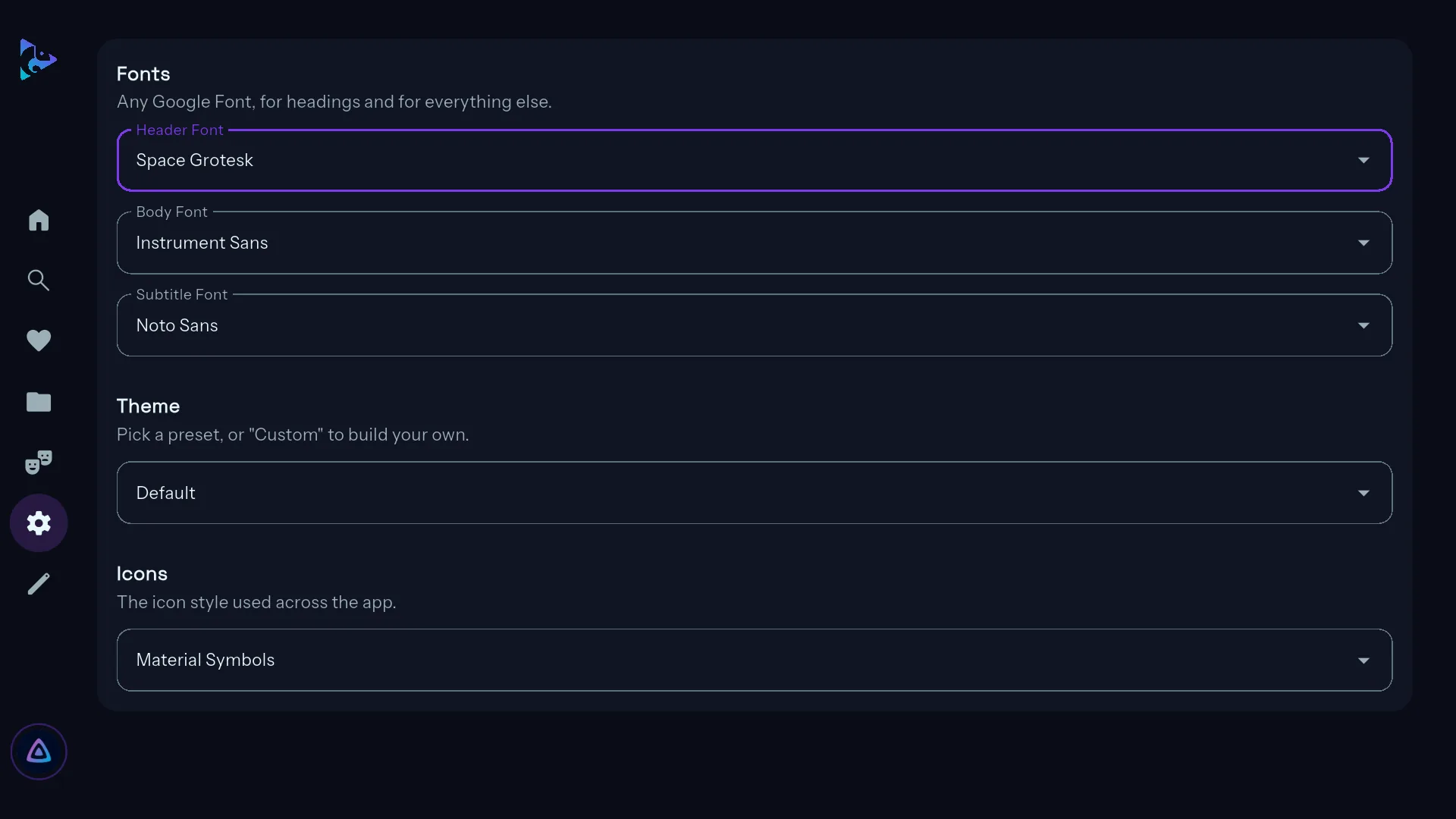 Font settings on the TV
