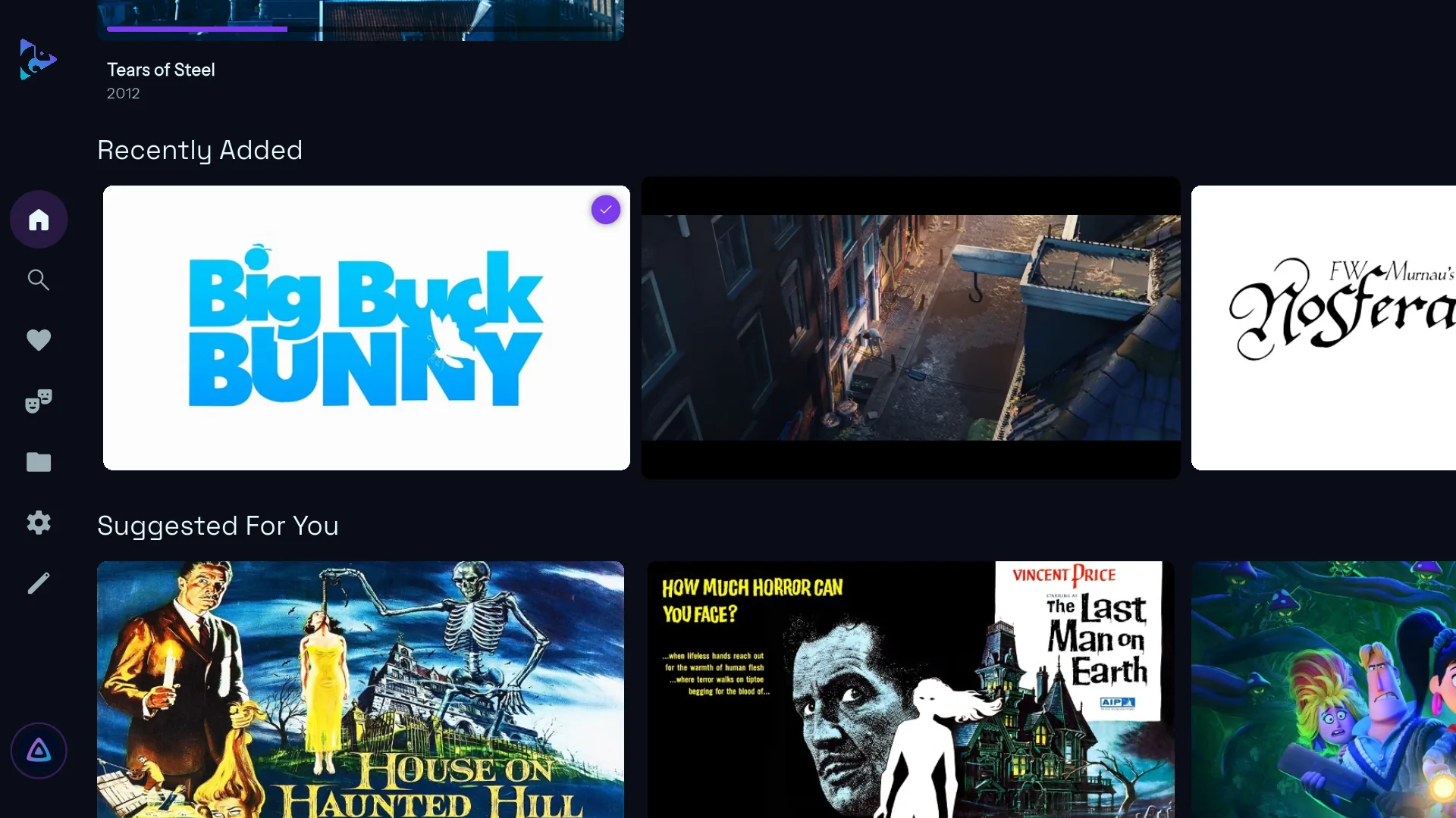 A trailer playing inside a card in the Recently Added row
